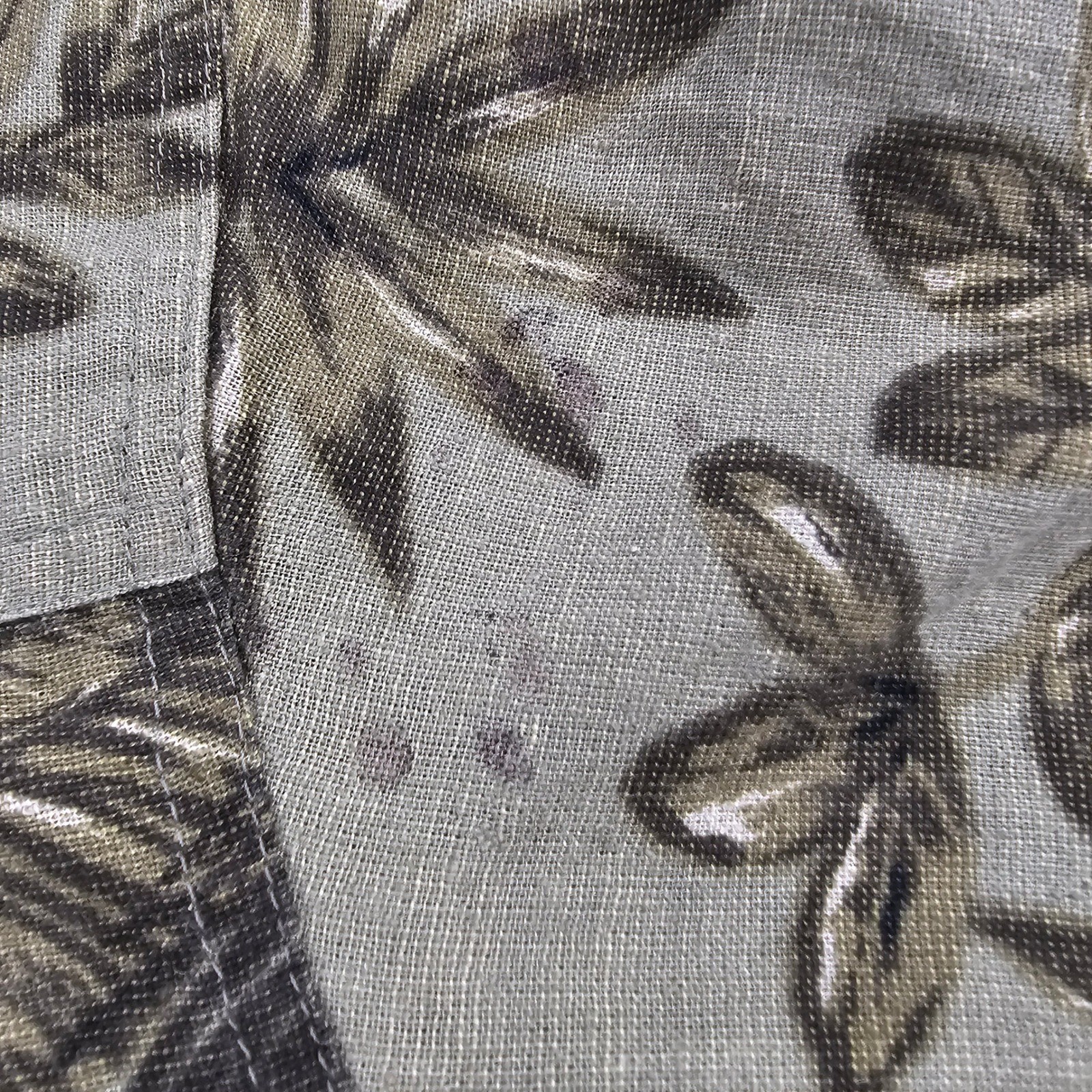 Erin London Button Up Shirt Womens Small Green Silk Linen Jungle Animal Safari