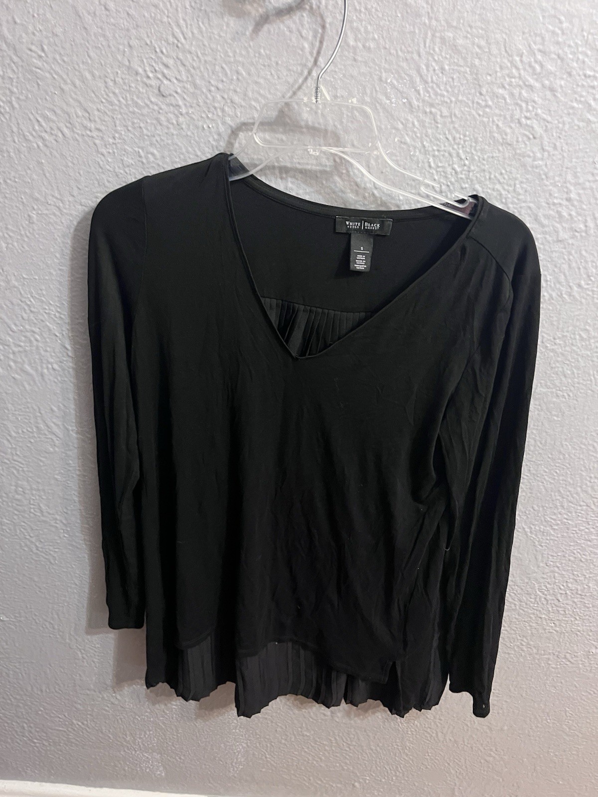 White House Black Market Black Blouse Long Sleeve Women size Small