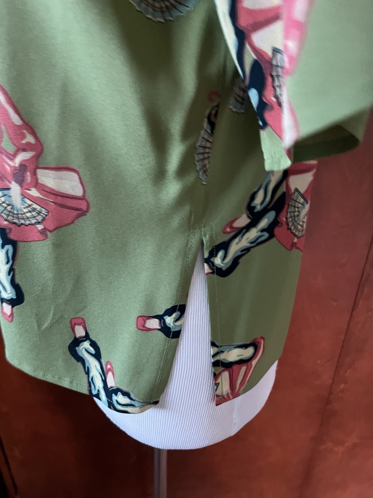 Harari Blouse Top Womens Small 100% Silk Asian Japanese Art To Wear “Fan Dancer”
