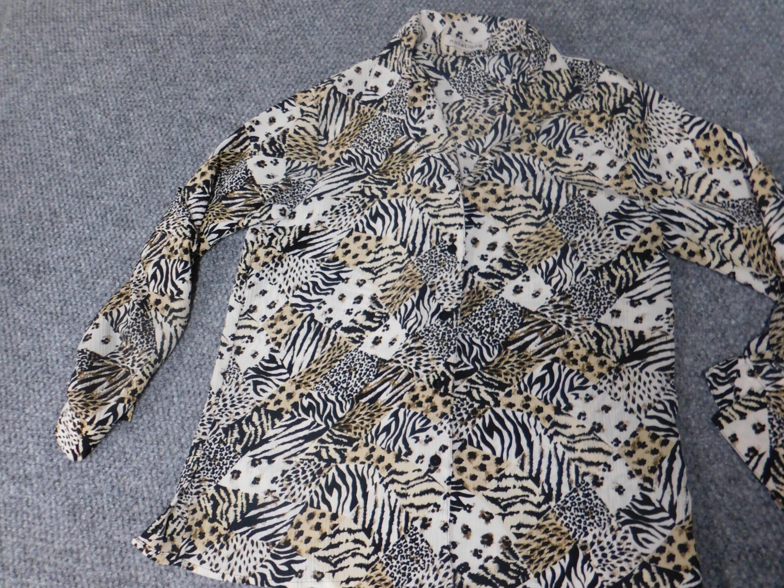 Notations Womens Blouse Large brown nature button down