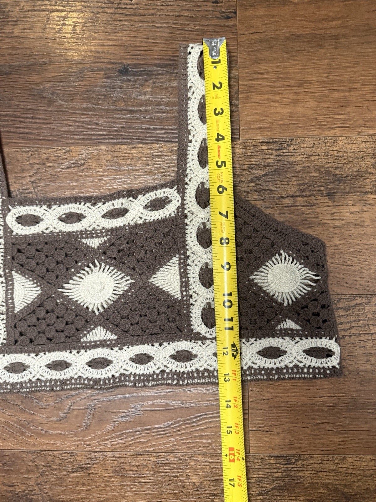 Brown and beige Crocheted cropped tank top women’s Diamond Pattern Knitted