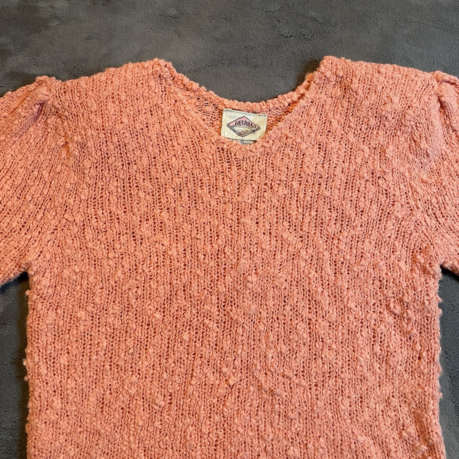 Vintage 80s Knit Top Blouse Women’s Small Pink Hipster Cute Lightweight Acrylic