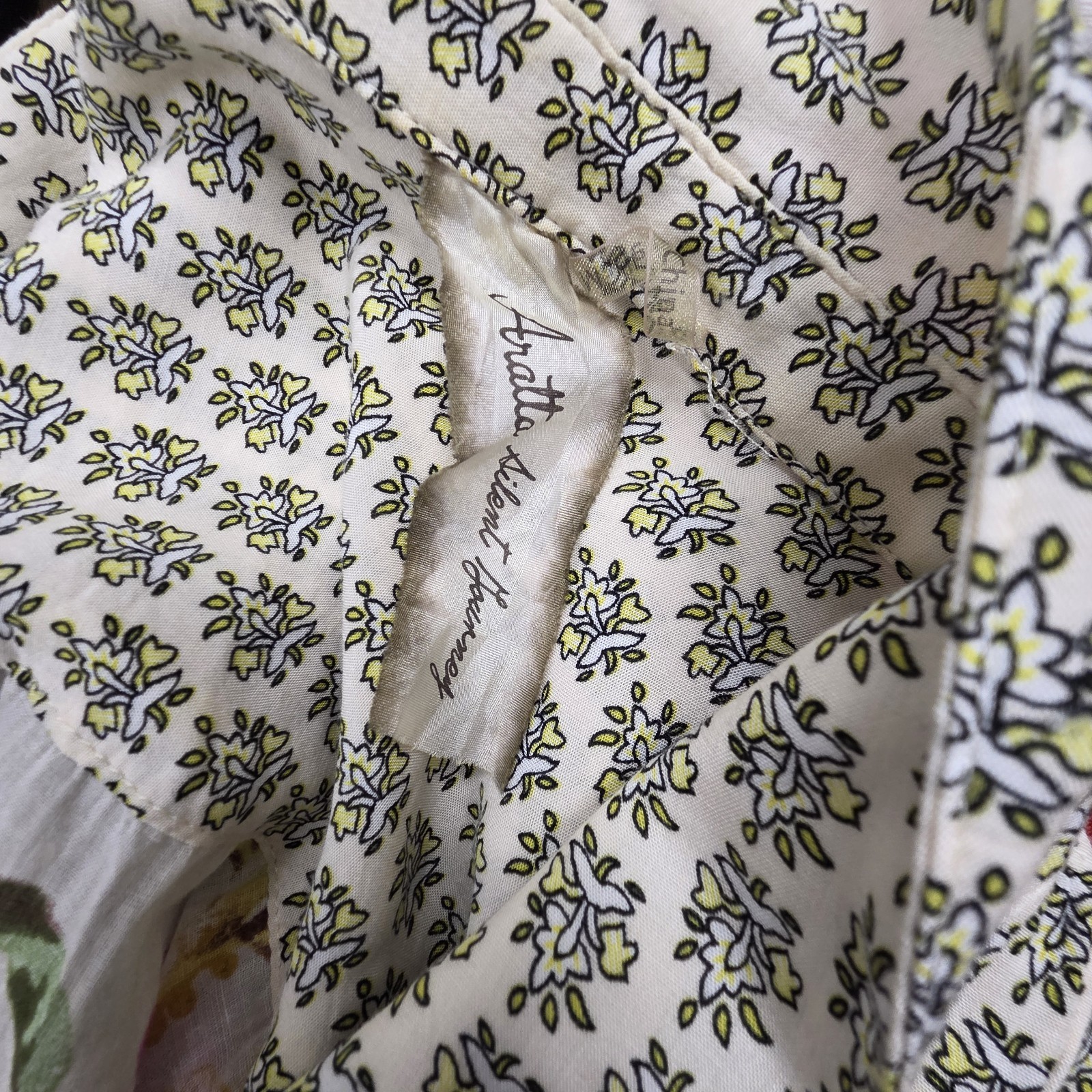 Arrata Silent Journey Yellow Floral Button Up Womens Embroidery Birds NWOT XL