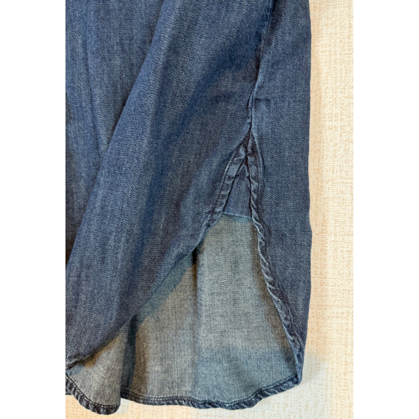 Madewell Womens Dark Wash Denim Long Sleeve Button Up Utility Shirt Layering