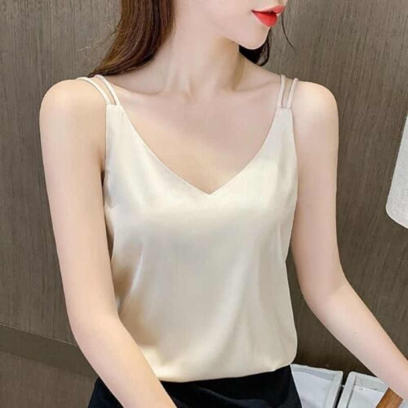 Womens Silk Spaghetti Strap Camisole Sexy Adjustable Satin Slip Soft Vest Tank