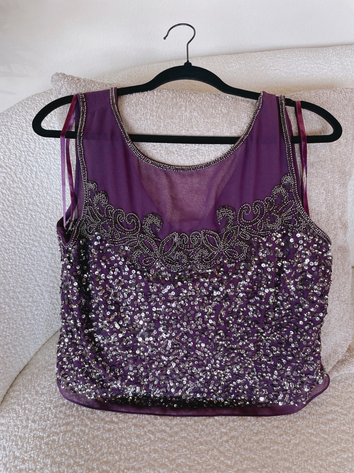 Women’s Vintage Jacques Vert Sequin Beaded Crop Top Size S