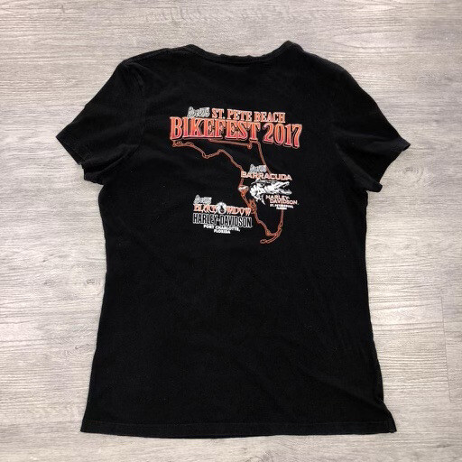 Harley Davidson T-Shirt Women’s Size XL Blue Bert’s St Pete Beach Bike Fest 2017