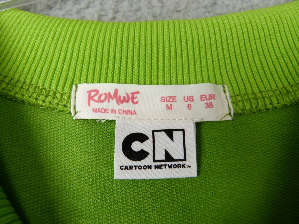 RomWe Womens Size M Green Powerpuff Girls Buttercup Sweatshirt