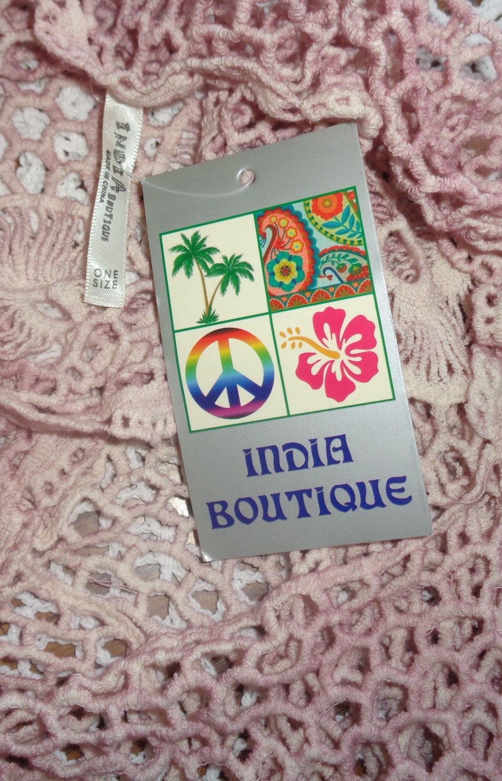 India Boutique Fringed Boho Crochet Tank or Cover Up One Size (M to L) NWT (A)