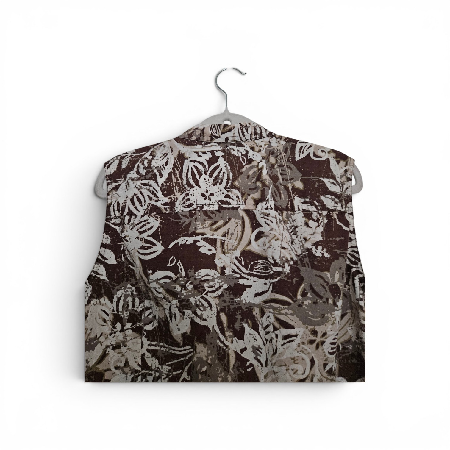 Brisas Women’s Plus 2X Floral Sleeveless Button Front Cotton Blouse Top