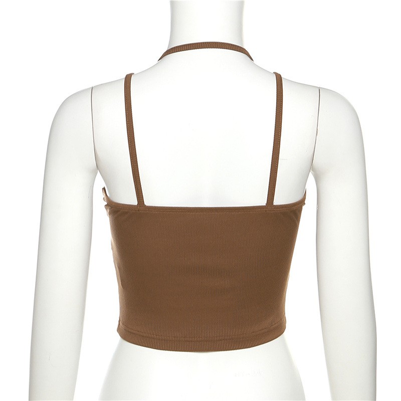 Women’s Top Summer Solid Color Sexy Fashion Suspender Crop Small Vest Tops Gift