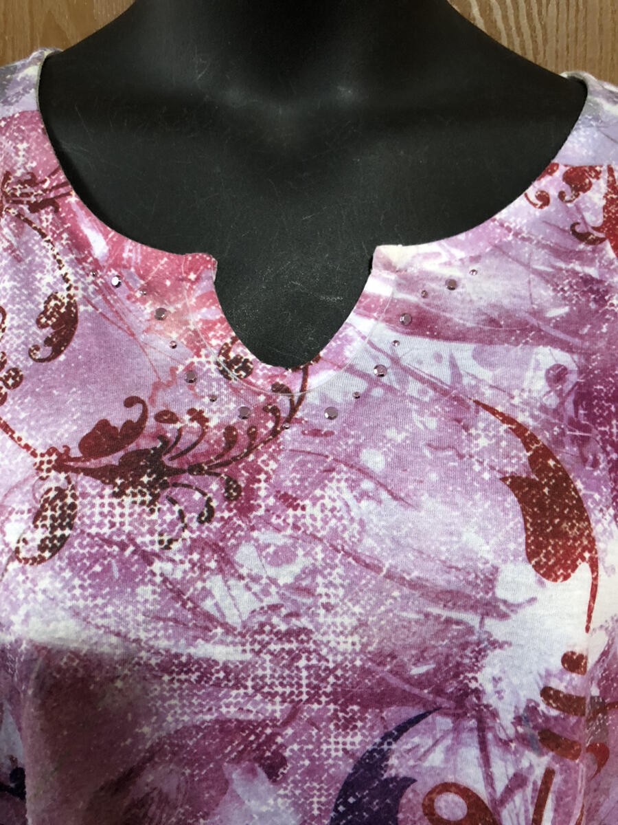 Breckenridge Woman Embellished Floral Short Sleeve Top 3X