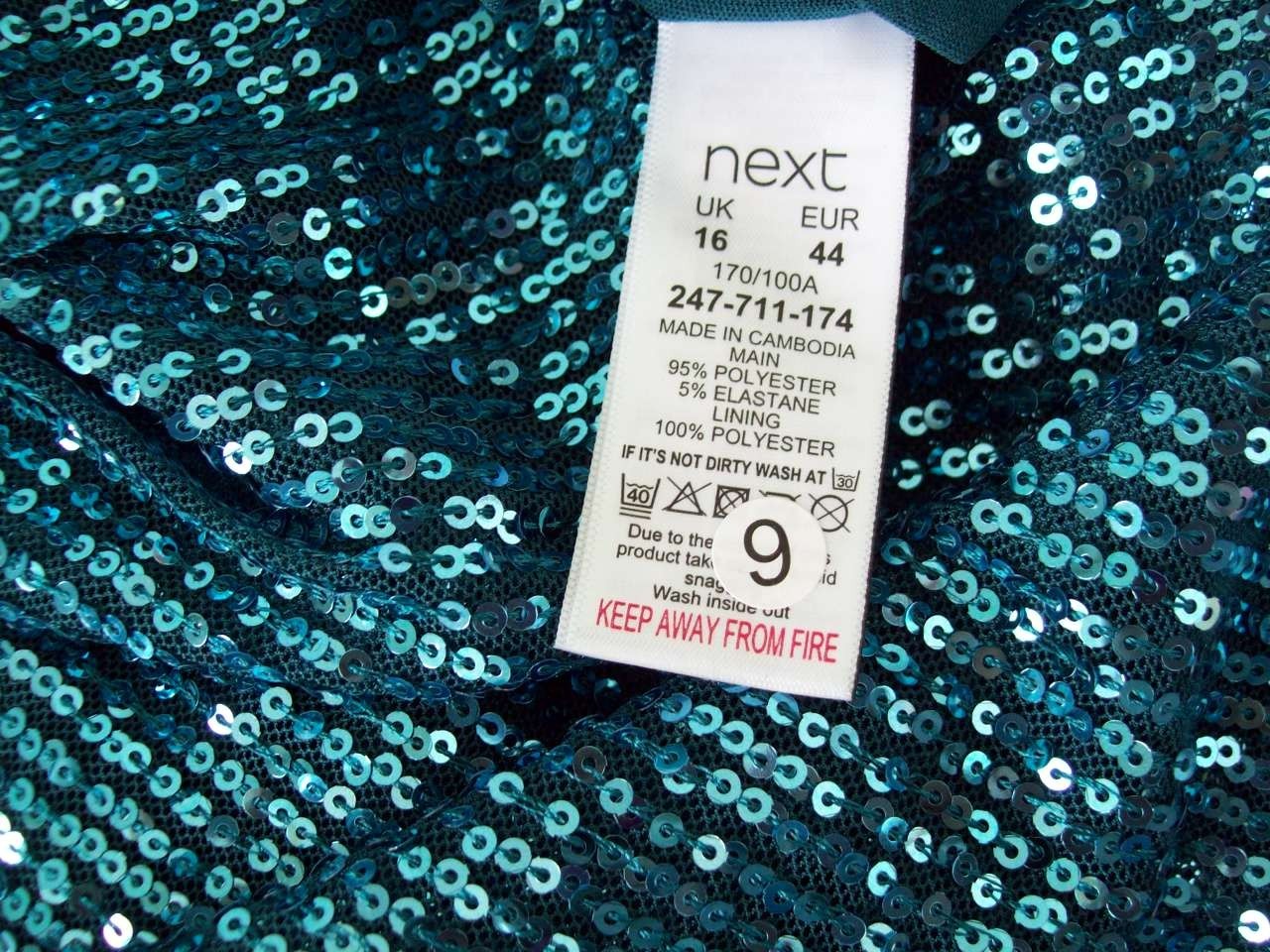 Next Turquoise Sequin Top Size 16 Stretch Sparkly Luxe Party Evening Cruise