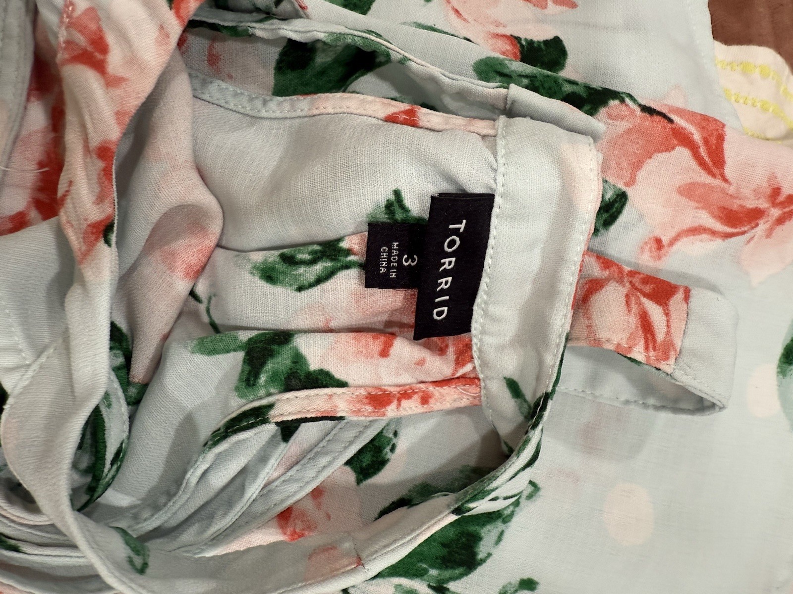 Floral High Neck Cami In Peach Nectar And Soft Teal XXL