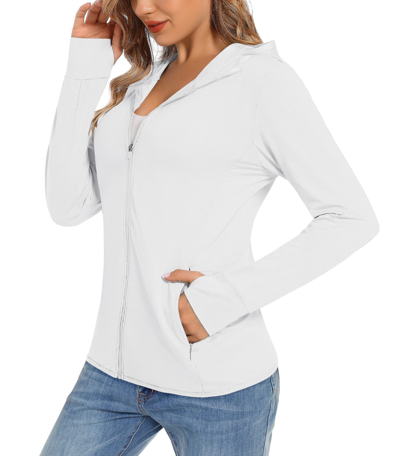 UPF50+ Women’s Sun Protection Hoodie Shirts Long Sleeve Quick Dry Running Shirts
