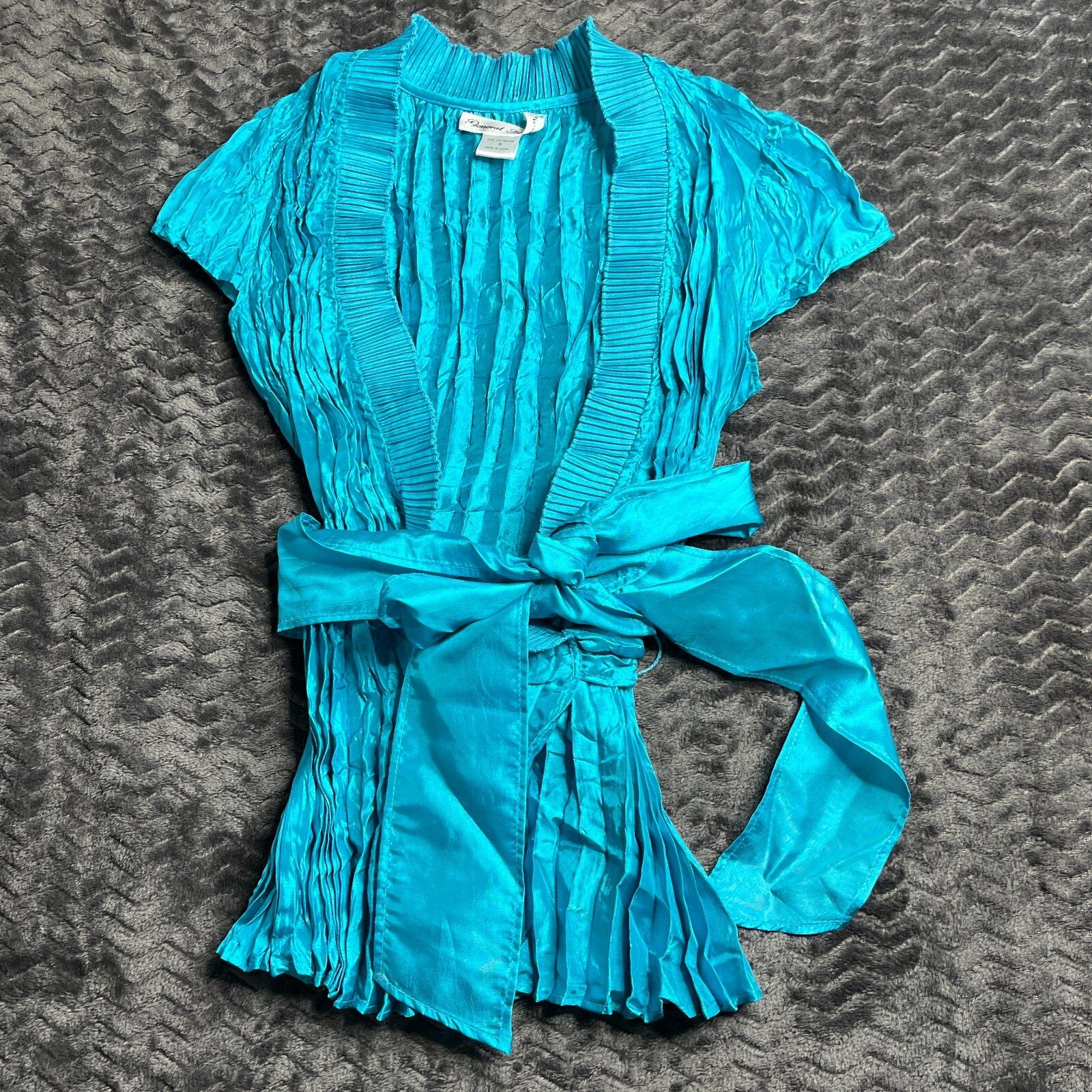 General Apparel Crinkle Blouse Top Blue Size Small