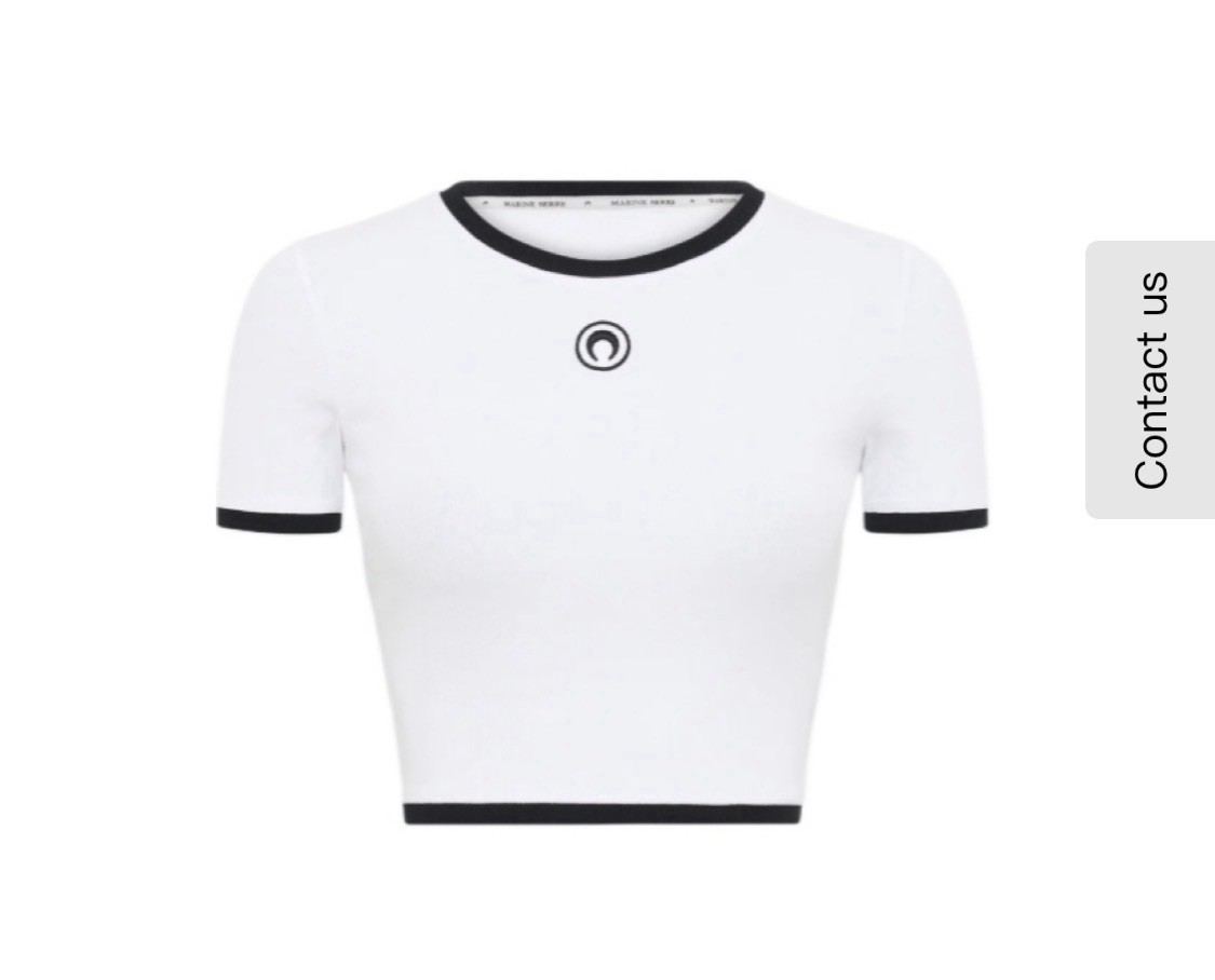 Marine Serre Moon Logo Jersey Cropped Top Size XS WHITE