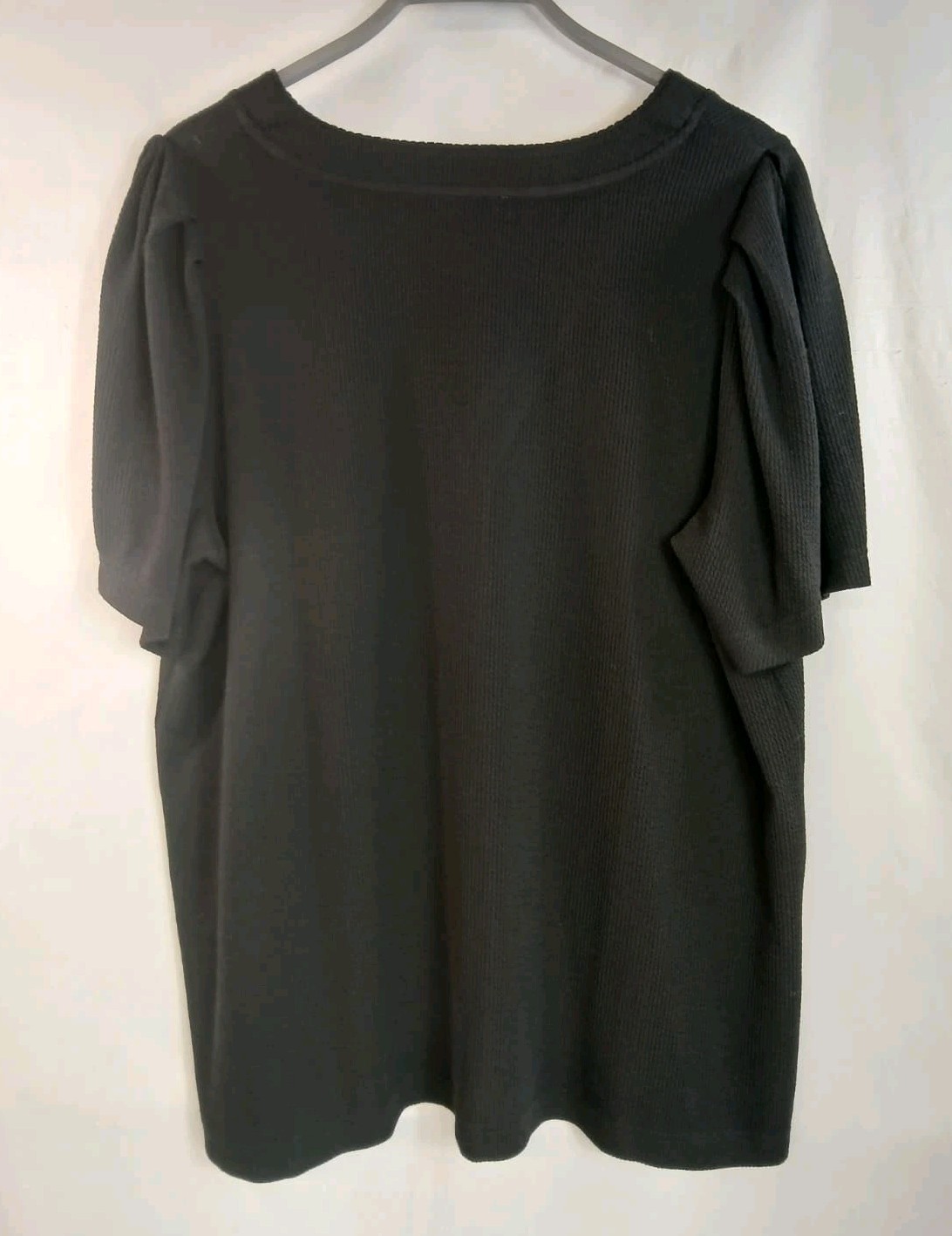 NWT Jane + Delance Black V-Neck Top Short Sleeve Ribbed Knit Women’s Size 2X