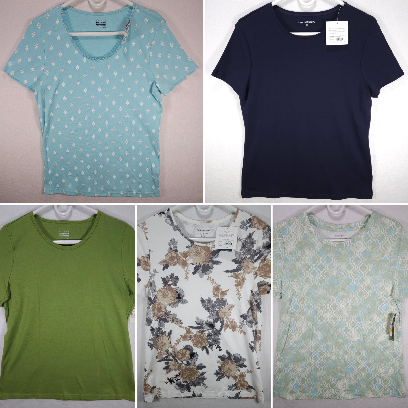 Croft & Barrow Women’s Short Sleeve Tops Lot Of 5 Size Medium Various Brands