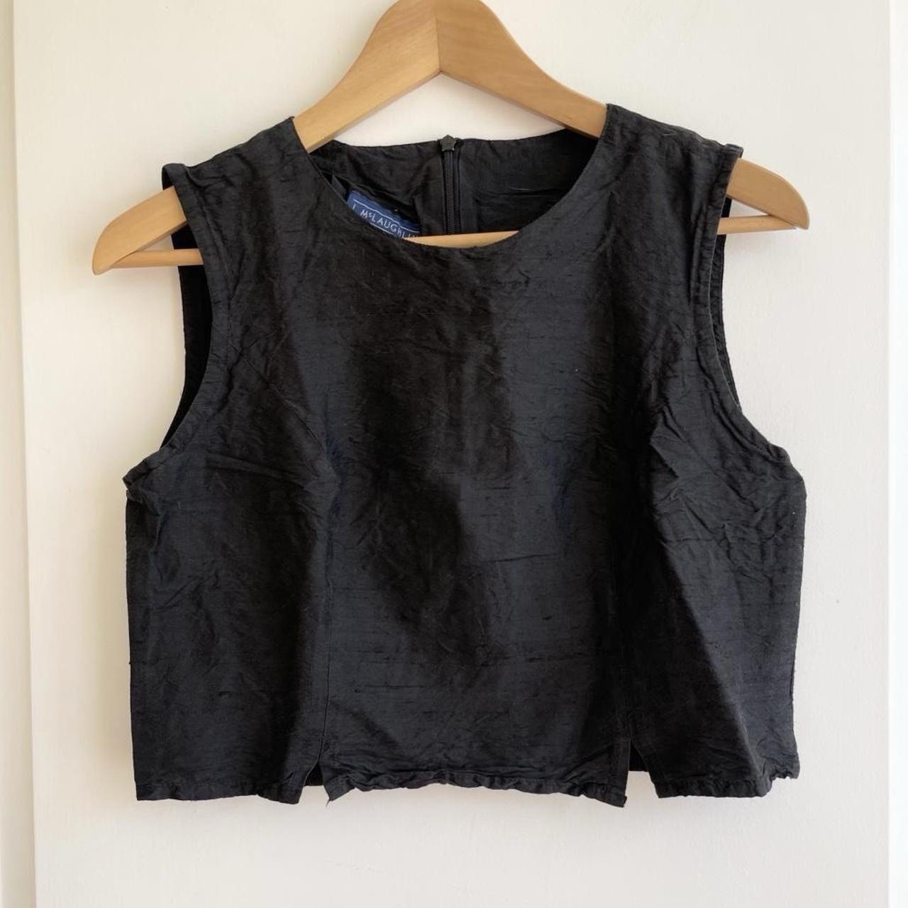 Vintage 90s J. McLaughlin 100% Organza Silk Cropped Blouse S Victorian Edwardian