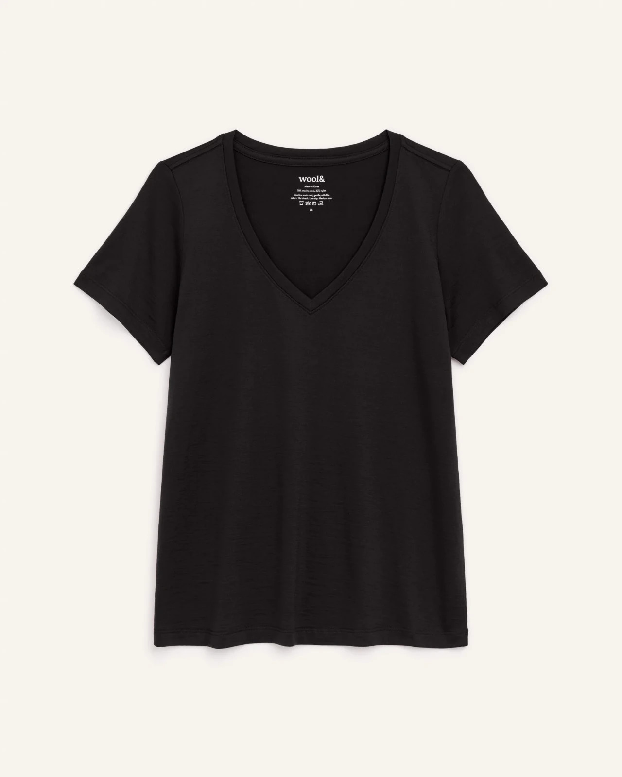 New WOOL& Morgan V-Neck Tee, Black L