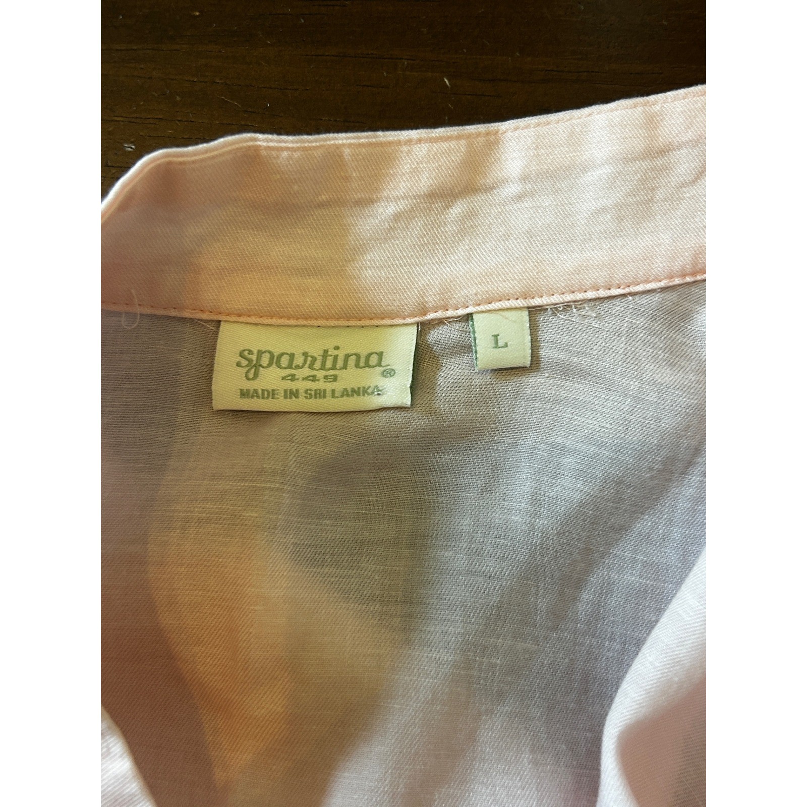 Spartina 449 Size L Everleigh Tunic Pink Tencel Linen Blend Embroidered Floral