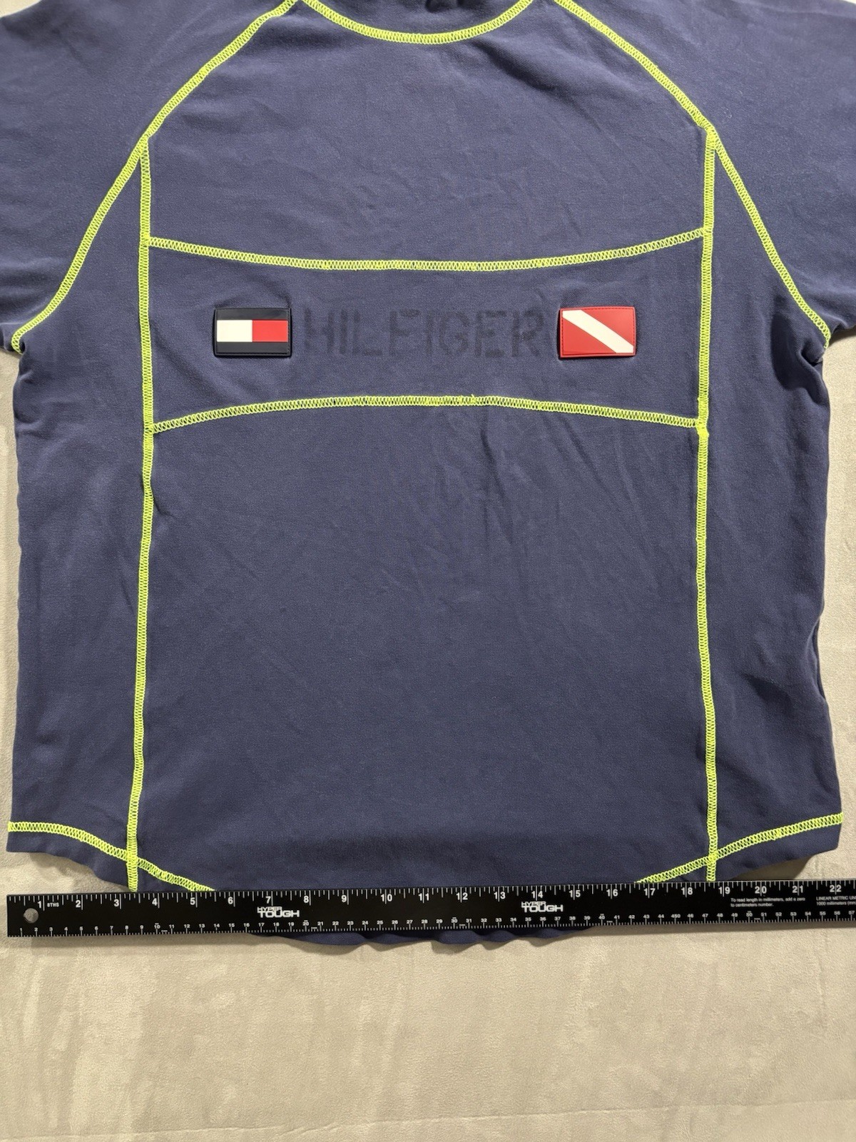 Tommy Hilfiger Vintage Surf Boardwear Y2K Blue w/ Green Piping Breathable Shirt