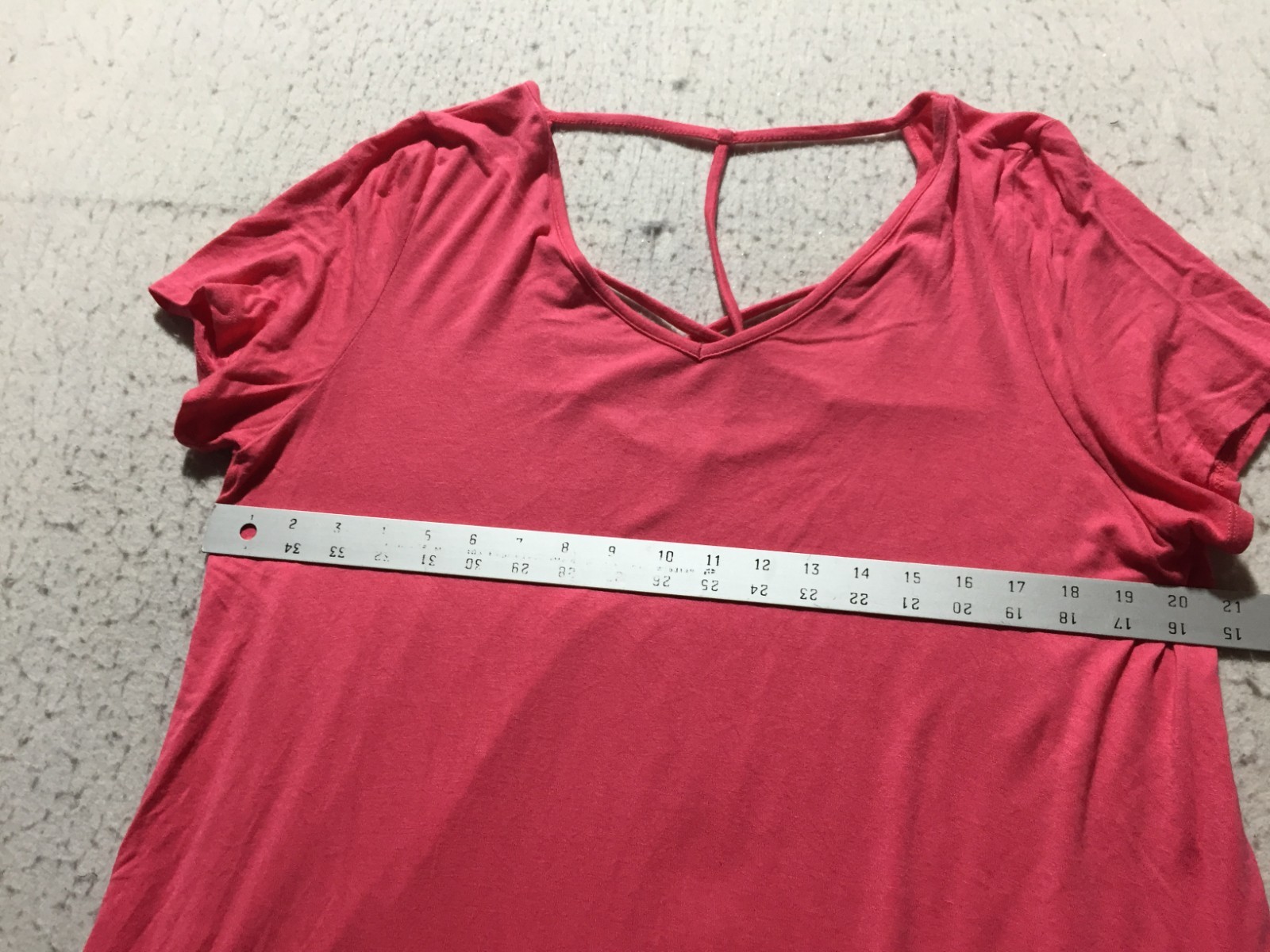Femme By Tresics T Shirt Womens L Large Pink V Neck Open Criss Cross Back Strapy