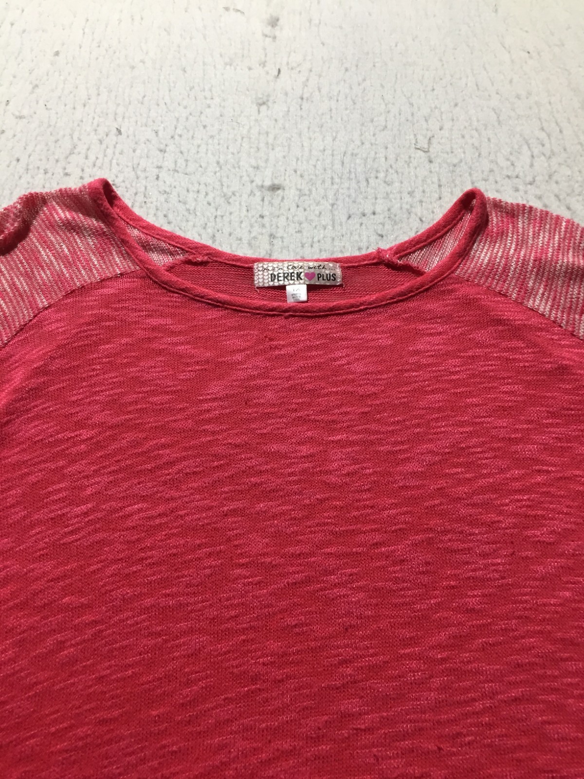 Derek Heart Plus Blouse Size 1X Two Tone Pink 3/4 Sleeve Knit Light