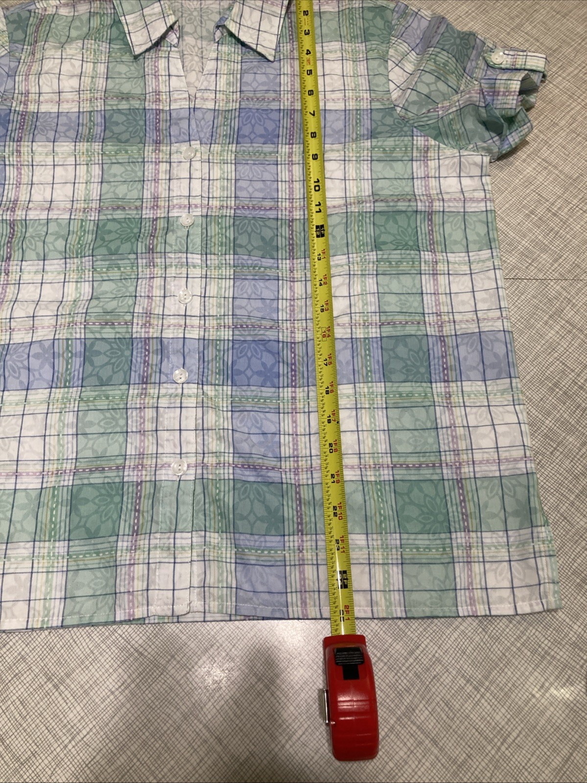 Alfred Dunner Pastel Plaid Button-Down Shirt S Cottagecore Grandmacore Floral