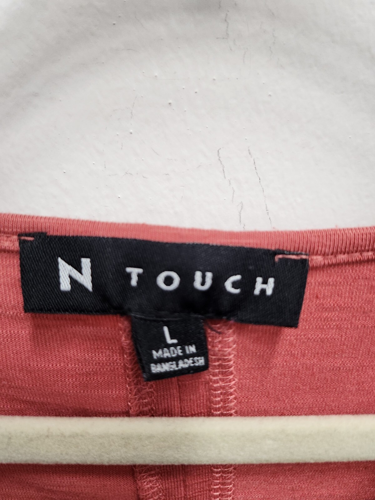 N Touch Womens Lagenlook Tunic Top With Pockets Large Coral 3/4 Sleeve Casual