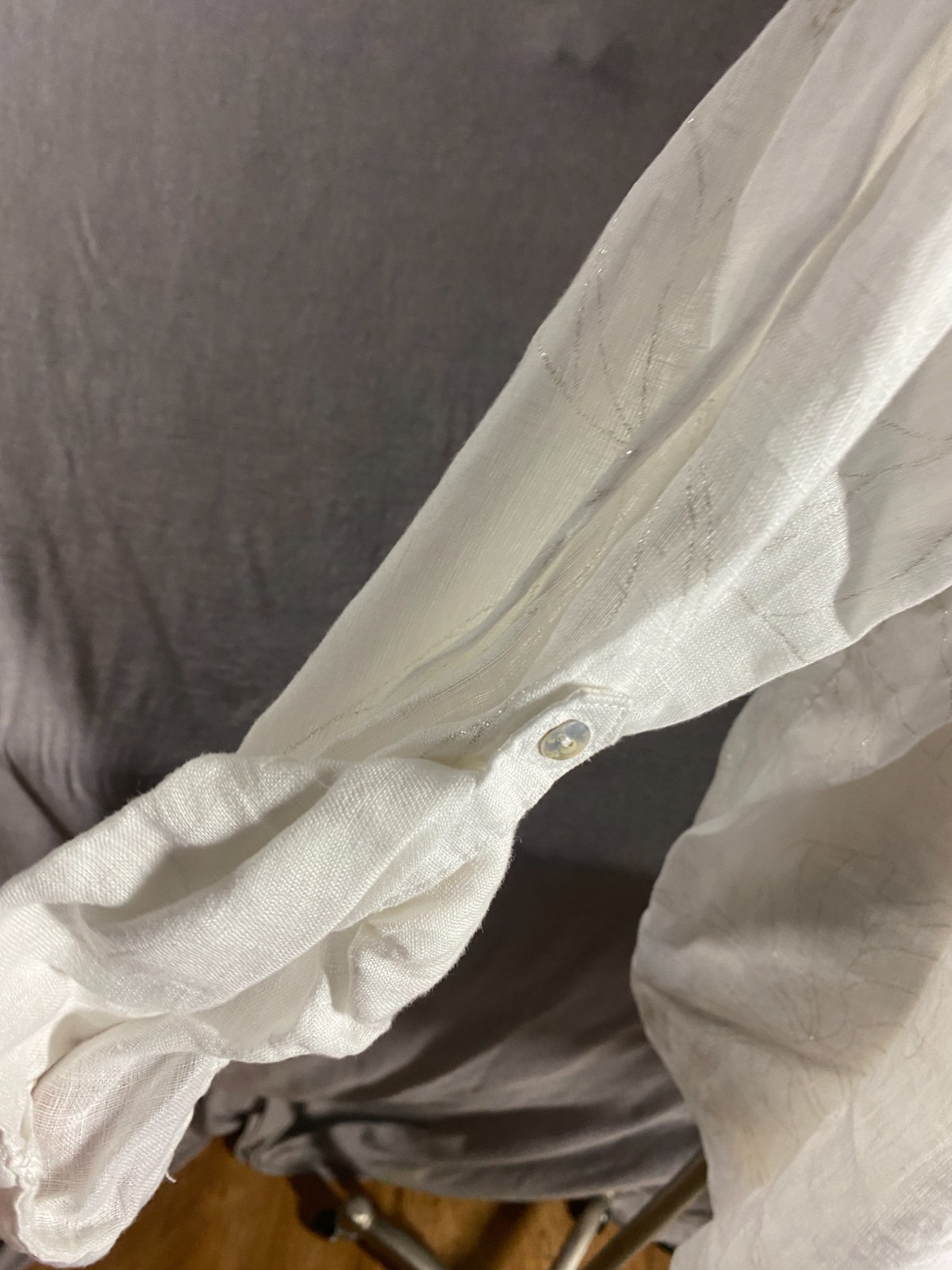 Calypso St. Barth Blouse NEW Women 3X 100% Linen White Silver Metallic Accent