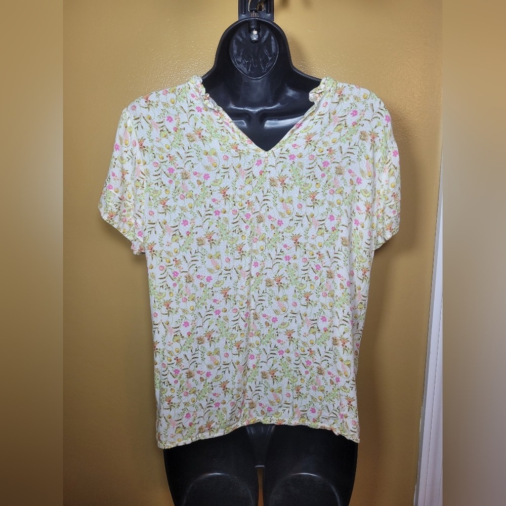 Unbranded Floral Pin Tuck Feminine Girly Blouse sz M