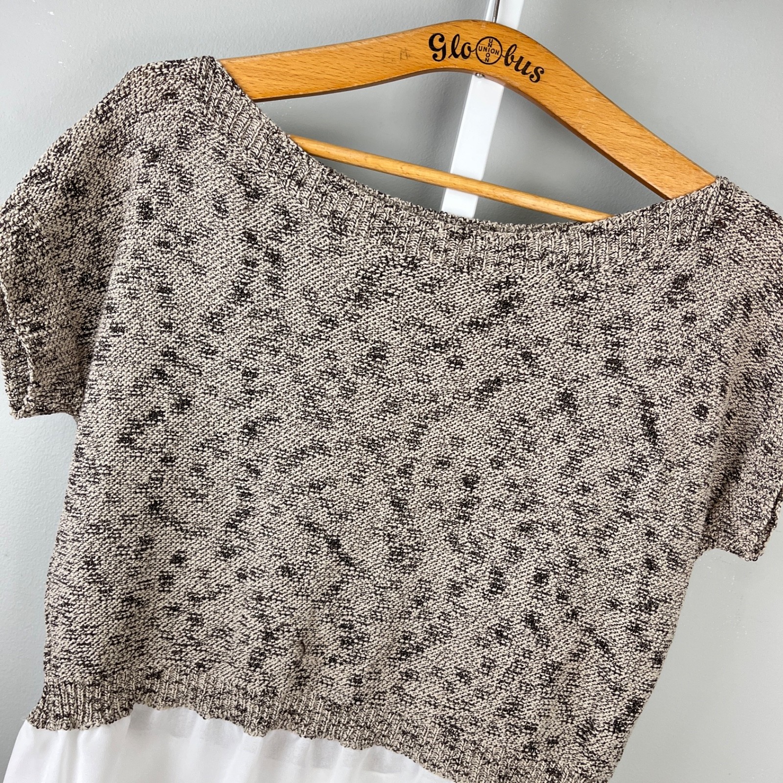 Anthropologie Moth Knit Layered Look Cropped Top Womens XS Brown Boho Casual