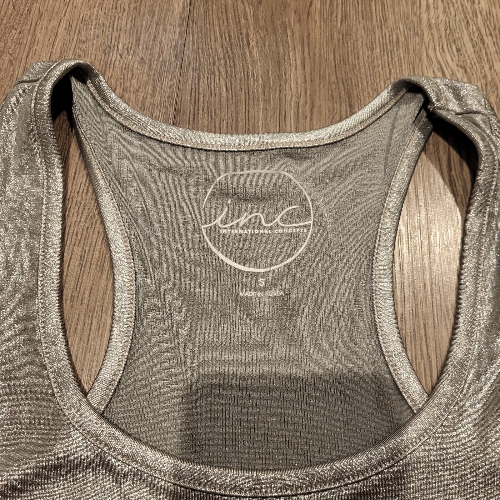 INC International Concepts Silver Metallic Sleeveless Top 95% Polyester Size S
