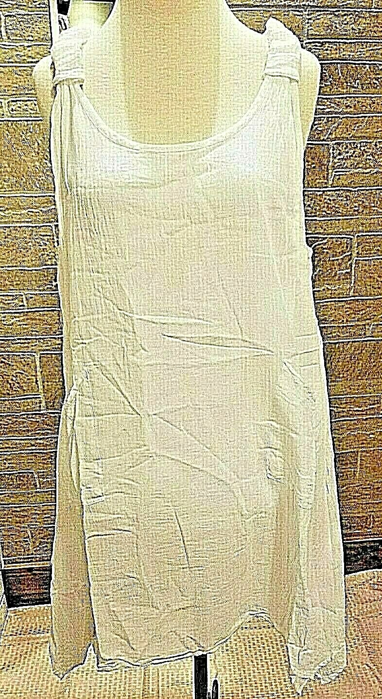 Indian Tropical Tank Top Womens White One Size Cotton beach Cover Up Pockets New