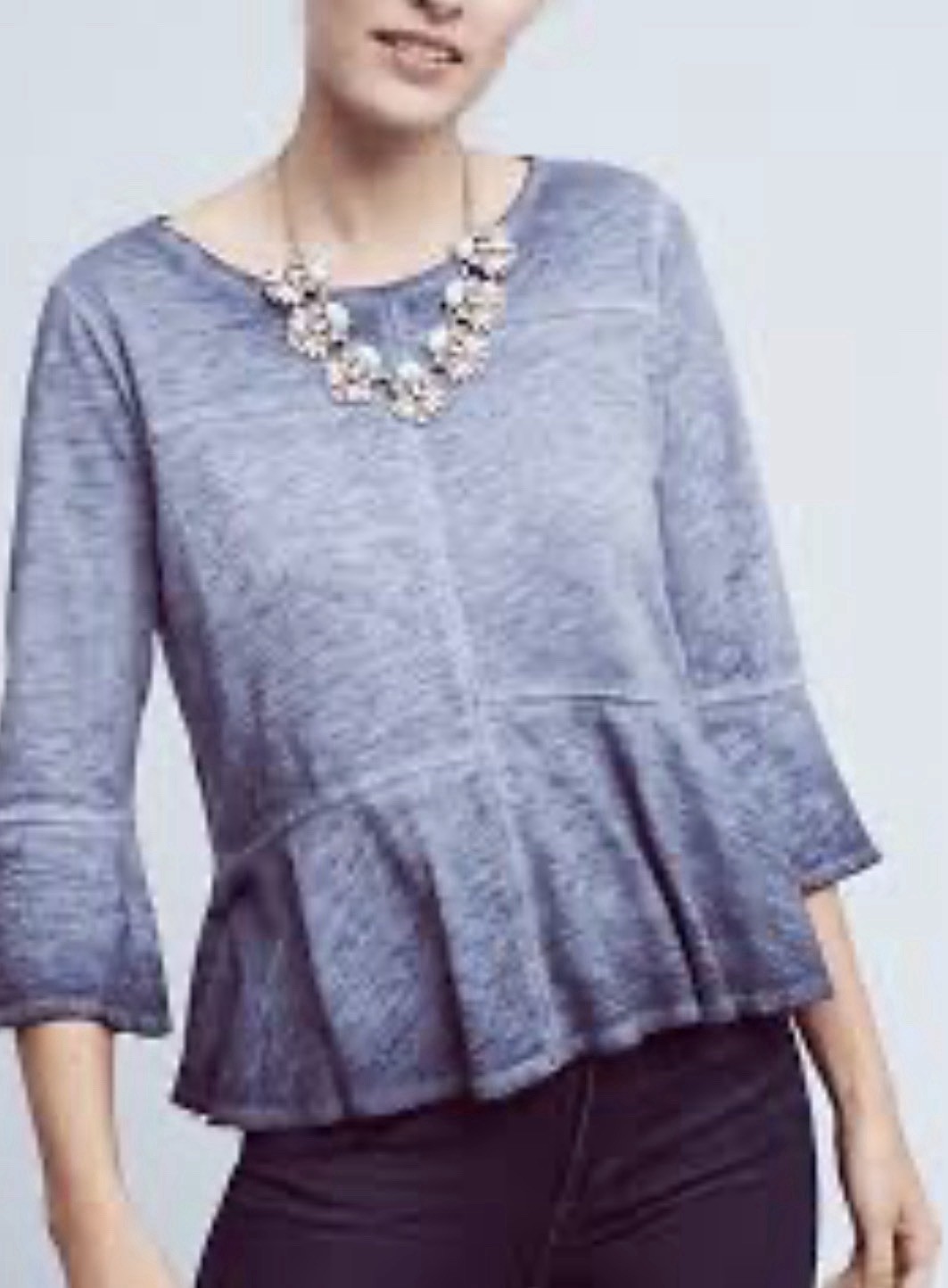 Woman’s Top Akemi + Kin Size Small Petite Blue 3/4 Sleeve Shirt Blouse