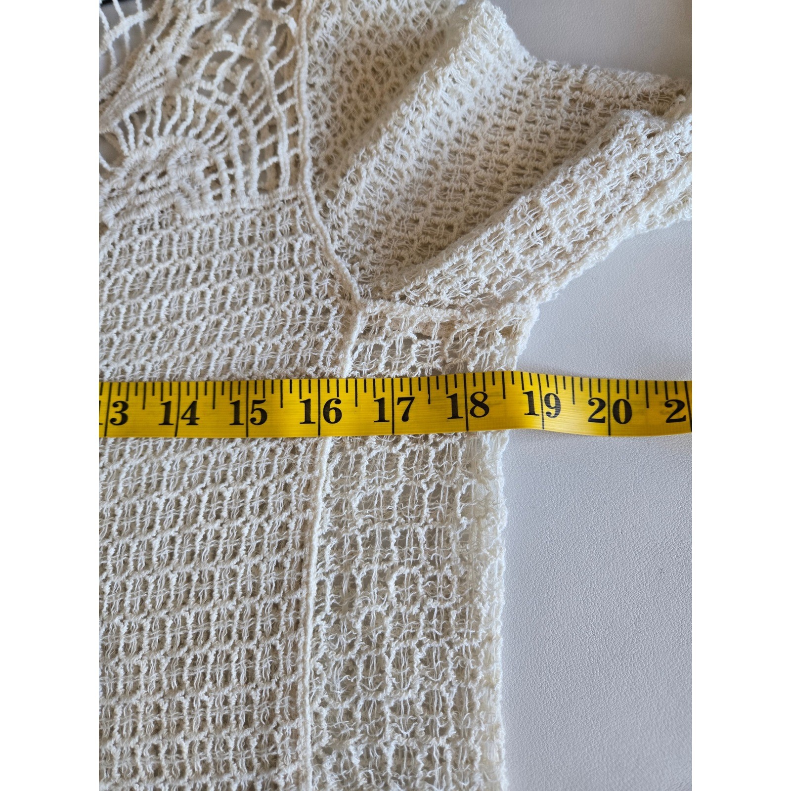 Daily Special Cream Crochet Lace Tunic Top Bell Sleeve L Boho Festival Resort
