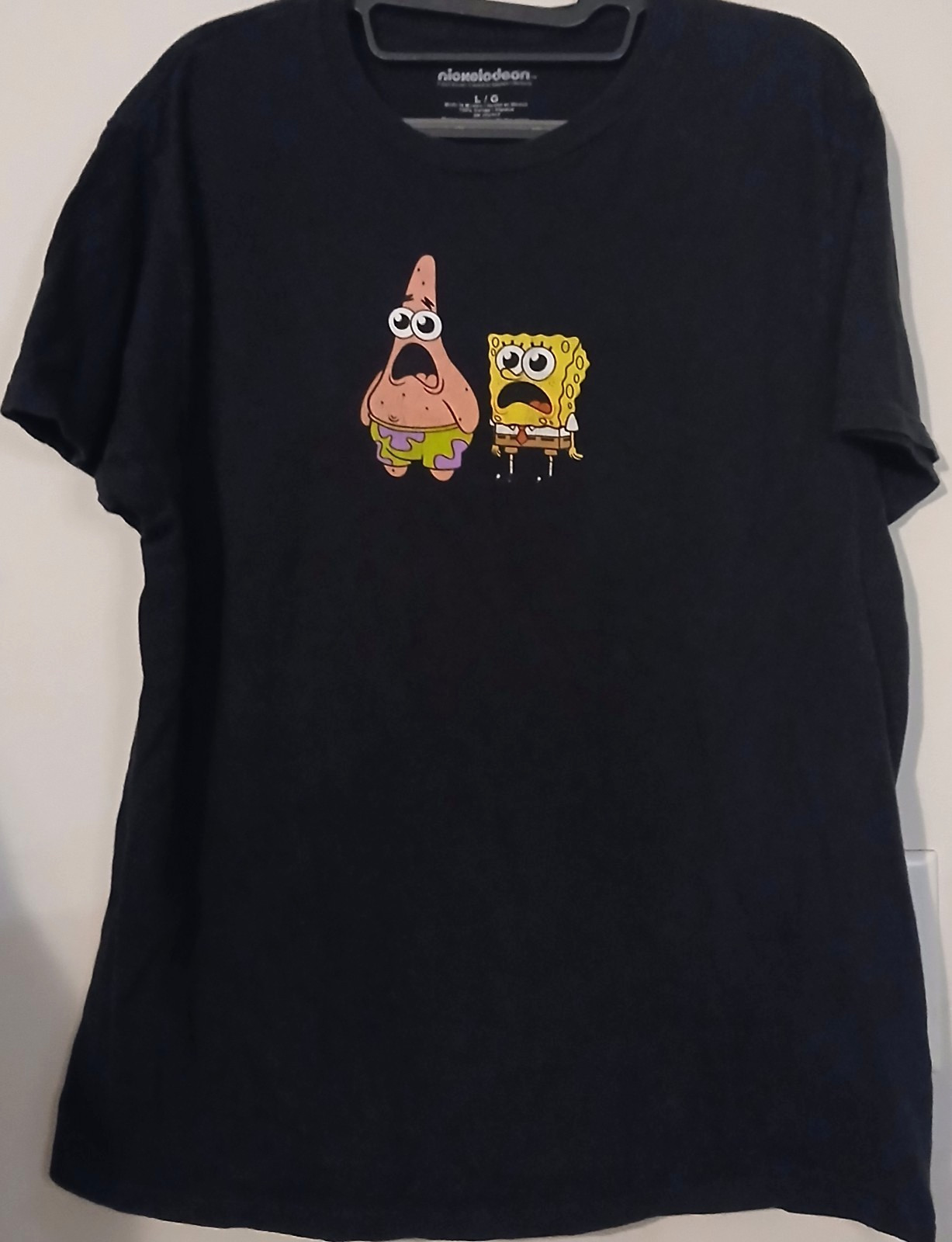 SpongeBob SquarePants Graphic Tee Womens L Black Nickelodeon Double Sided Y2K