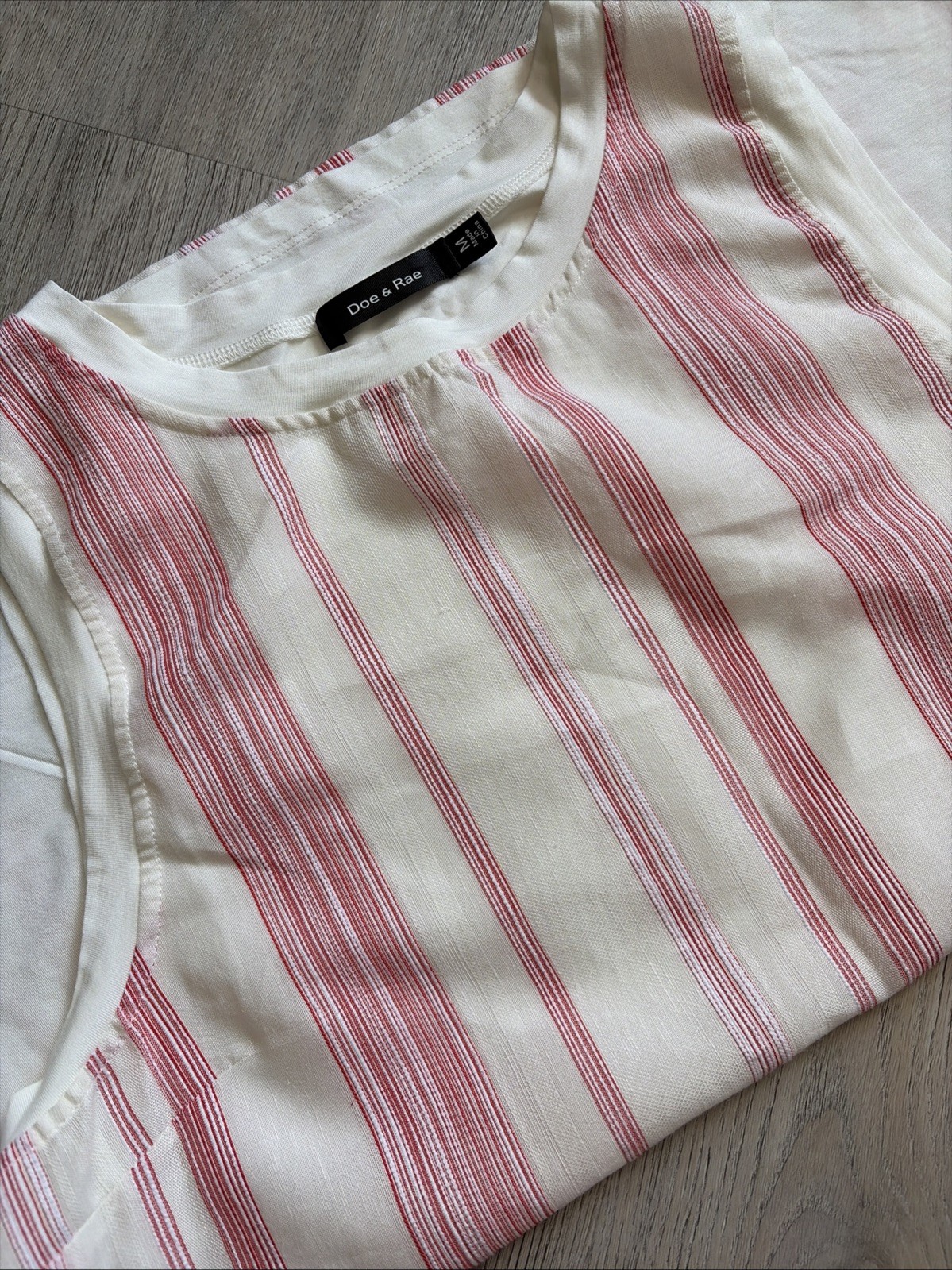 Women’s Doe & Rae Knit Linen Tank Top Size M Red Stripe Casual to Career