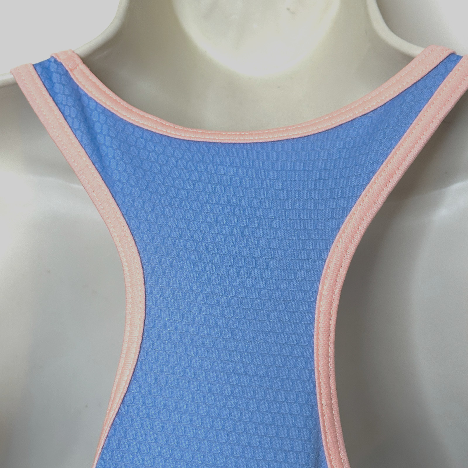 Avia Heather Blue Peach Cinched Sides Workout Yoga Racerback Tank Top Women’s M