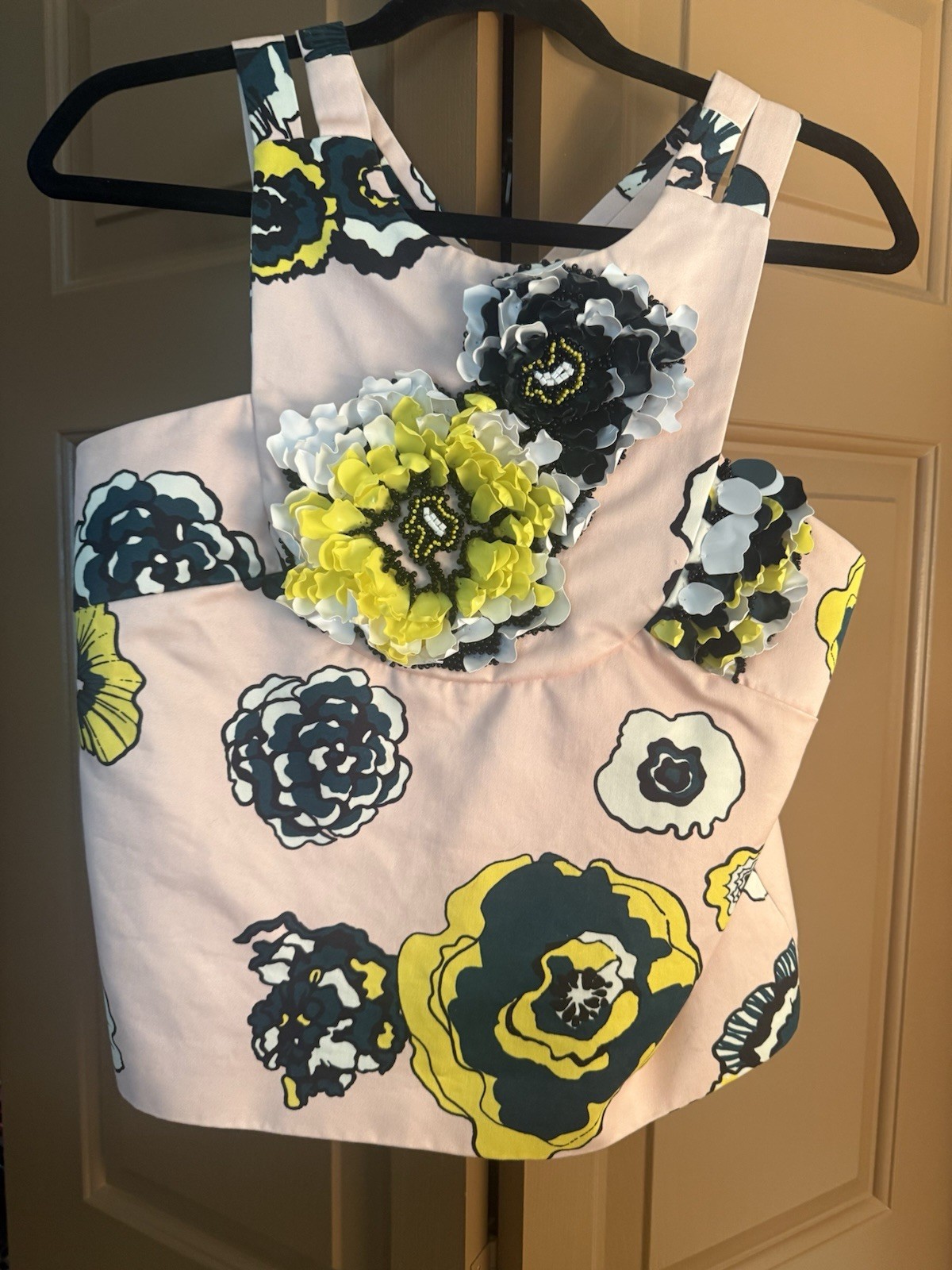 MSGM Couture Pink Top with Floral Appliqué