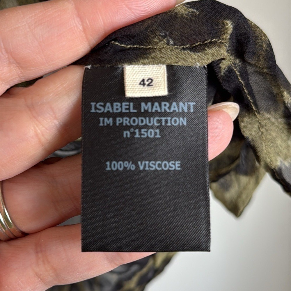 Isabel Marant Caja Leopard Print Blouse Ruched Sleeve Blouse Size 42