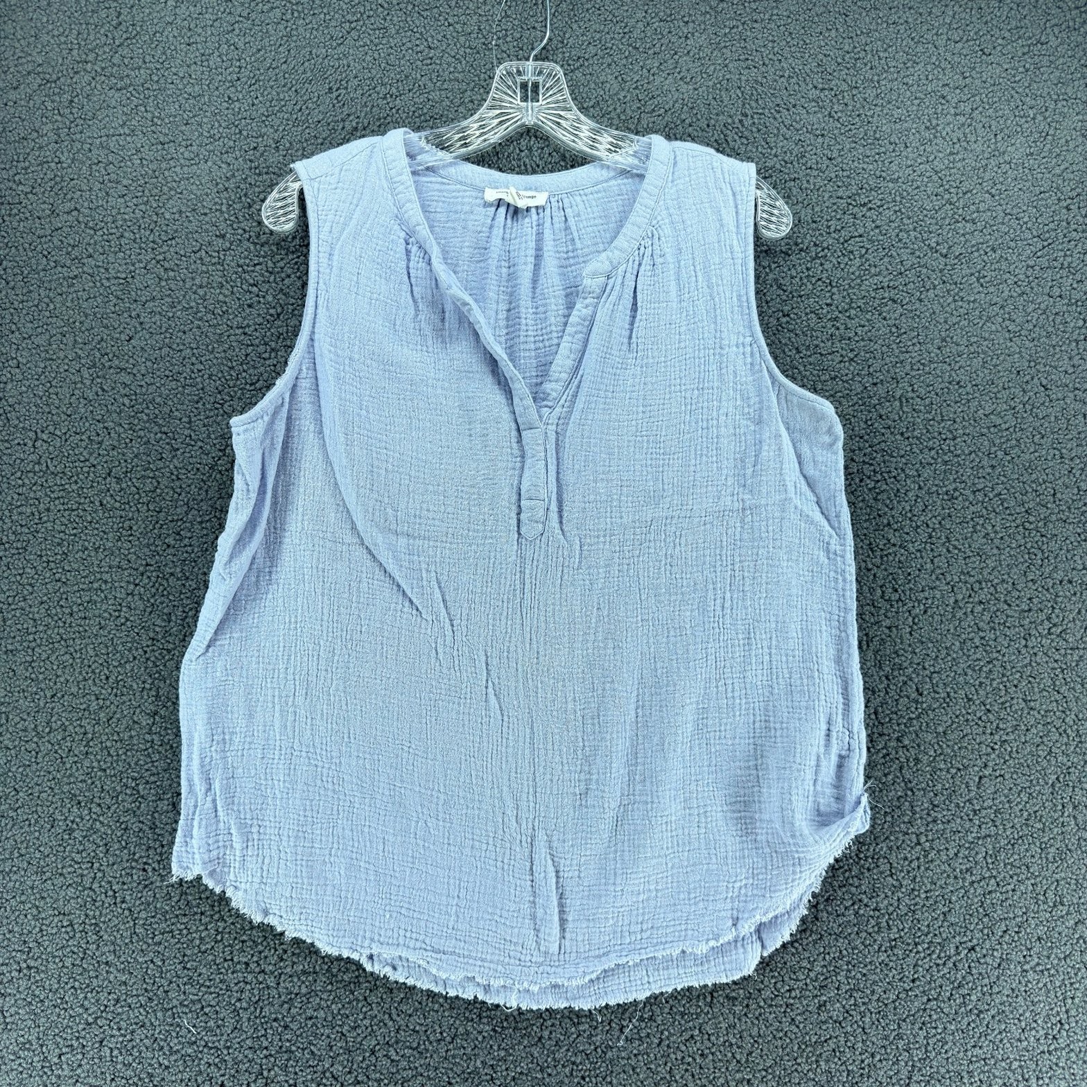 Beach Lunch Lounge Sleeveless Top Womens L Blue Cotton Preppy Soft Cozy