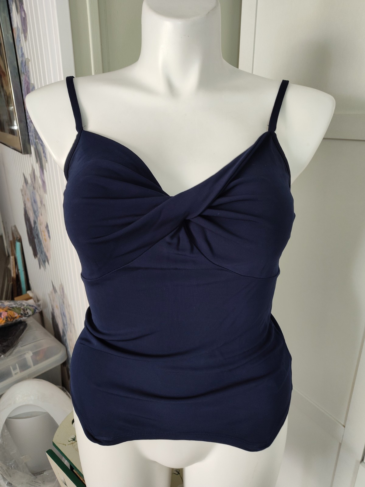 Lauren Ralph Lauren Deep Navy Stretch Twist Tank Sz LG EUC 10-12 Unworn Cond