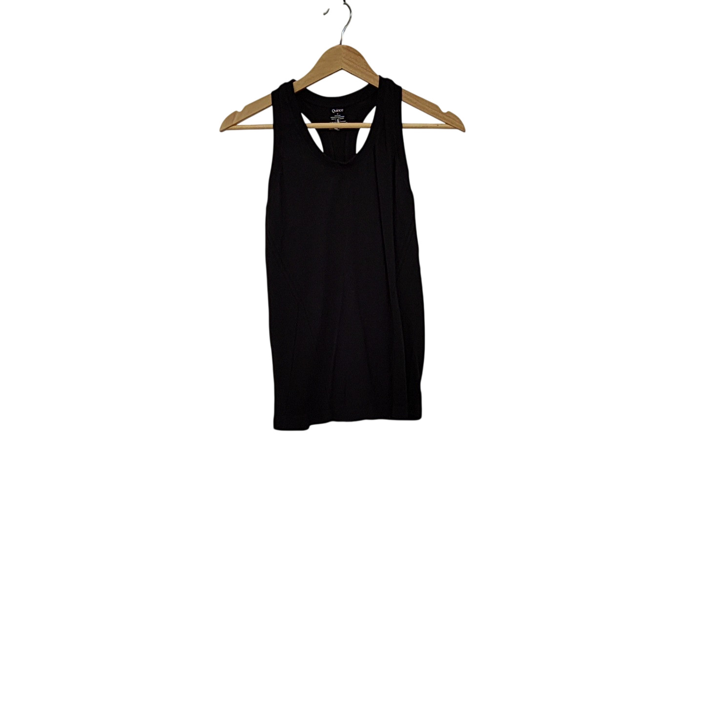 Quince Women Seamless Waist-Length Racerback Tank Sleeveless Top Black S