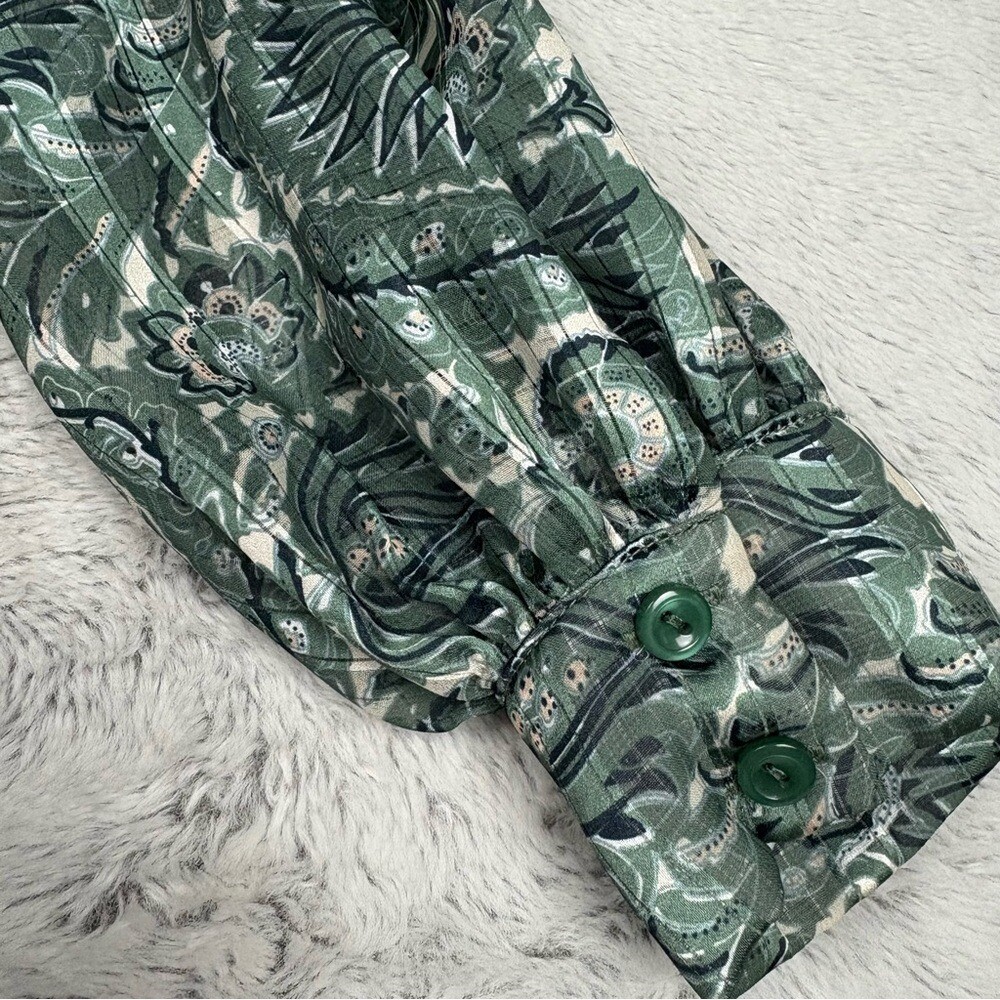 Lucca Blouse Square Neck Floral Print Balloon Sleeve Peasant Crop Womens XS