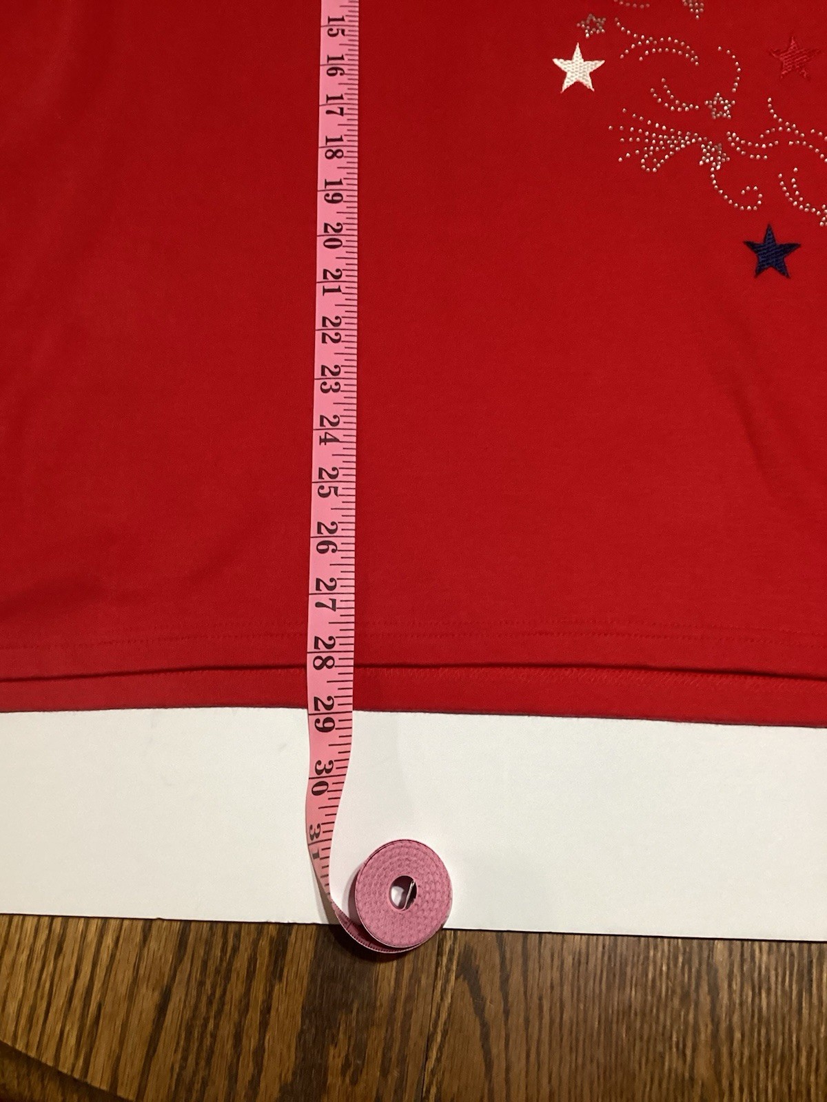 Women’s Decorated Originals Red Top Rhinestones & Stars July 4th Size XL