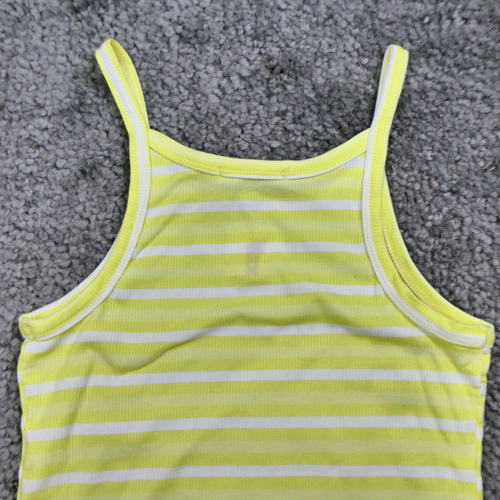 Gaze Womens Tank Top Sz M Bight Yellow White Striped Ribbed Knit Straps NWT