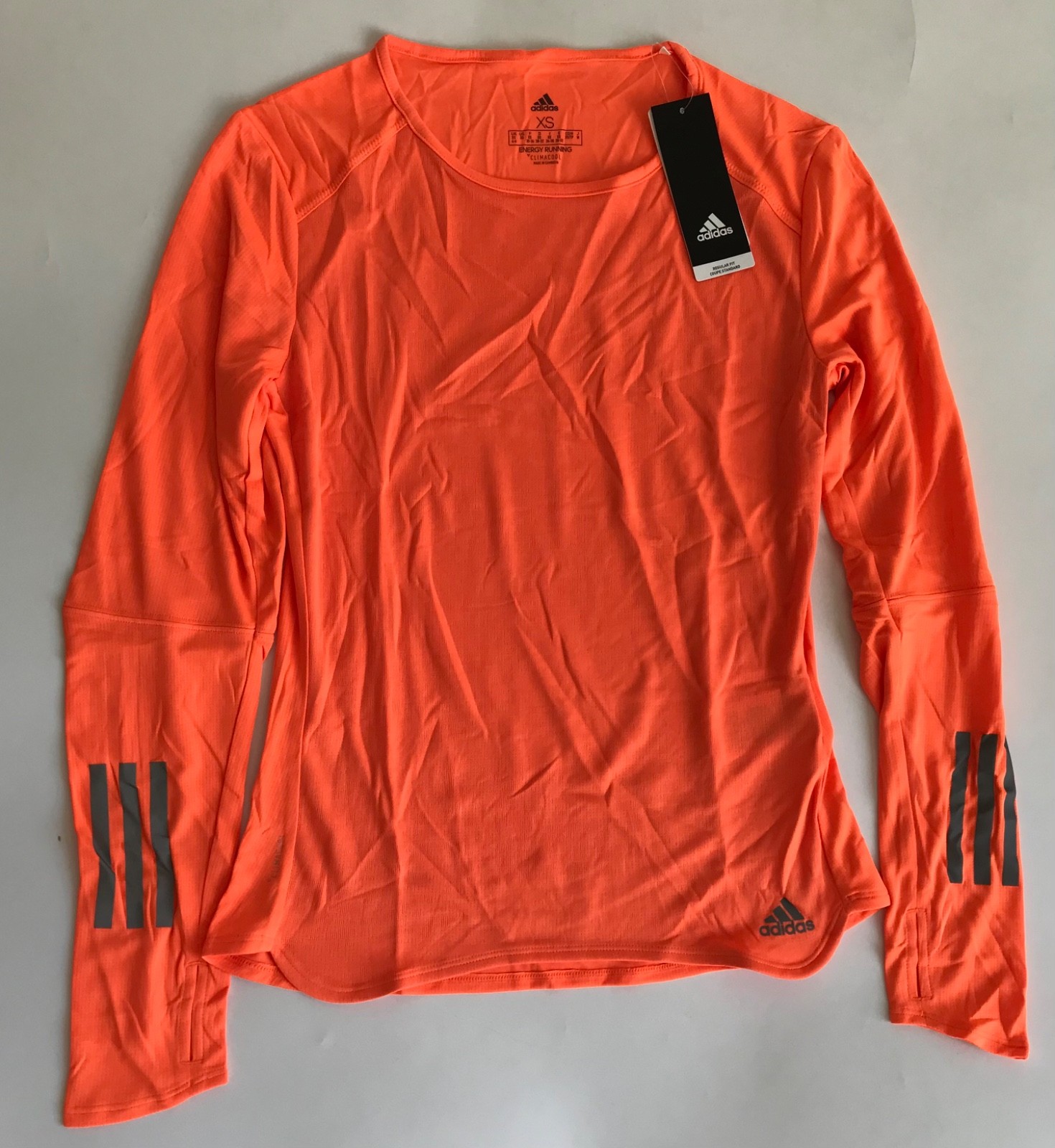 Adidas Women’s Response Long Sleeve Shirt Climalite Tee CF2122 Orange Size XS